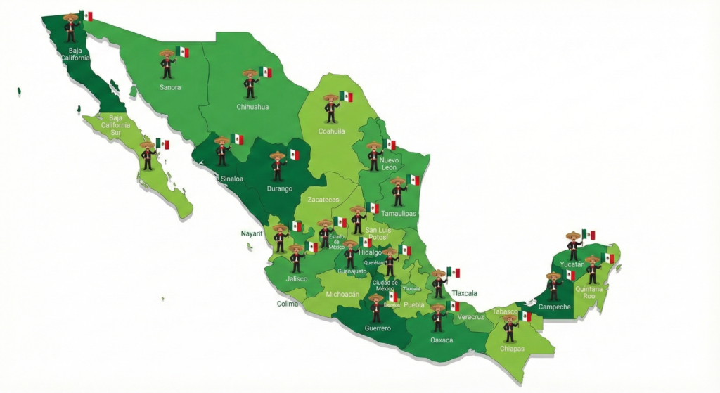 mapa 32 estados méxico